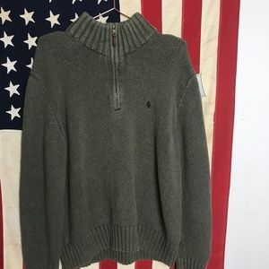 Polo Knit Zip Collar TurtleNeck Sweater
